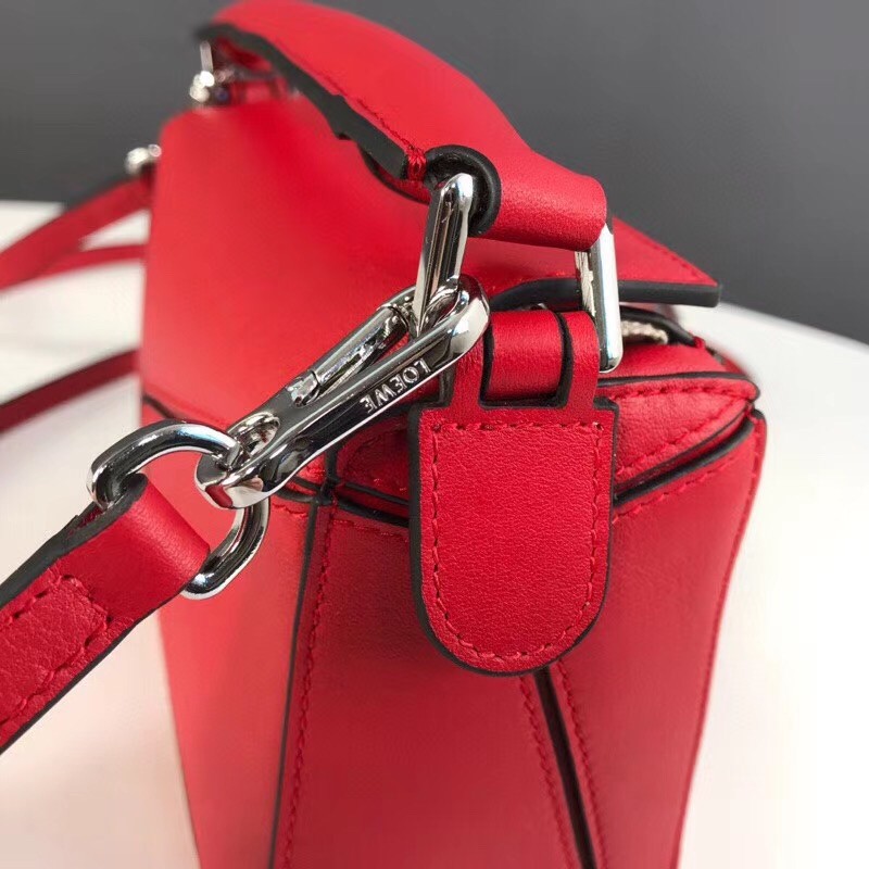 L0ew* mini puzzle bag in red calfskin leather