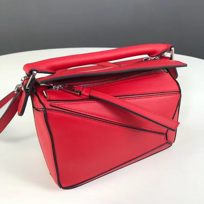 L0ew* mini puzzle bag in red calfskin leather
