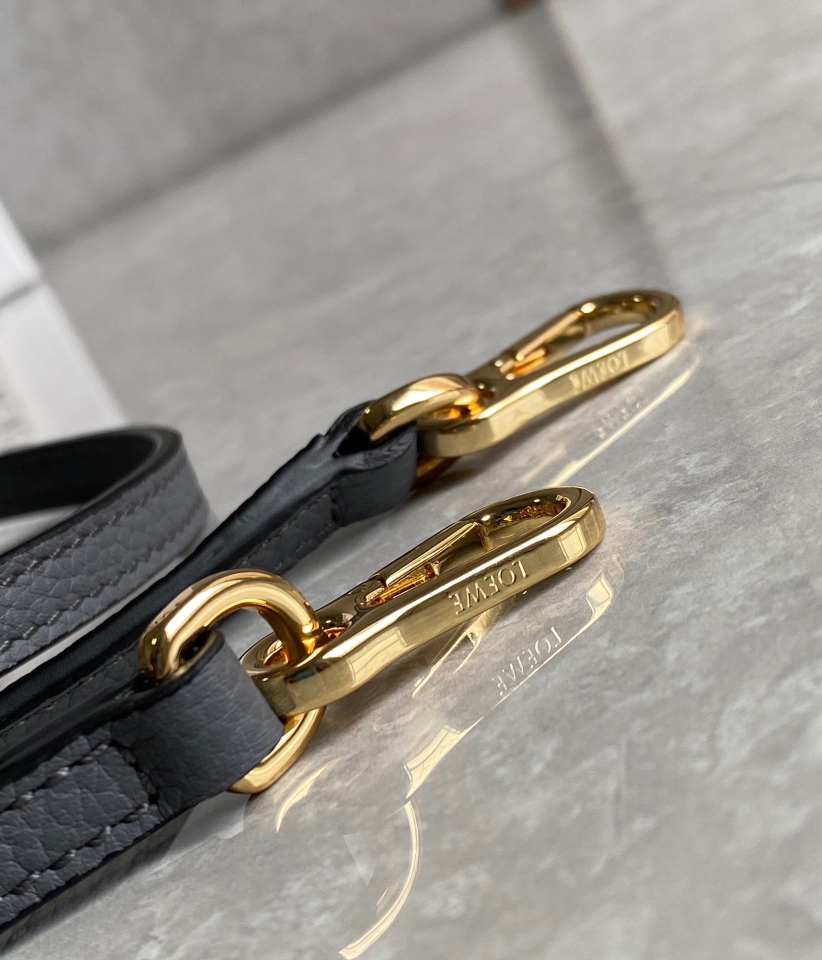 L0ew* puzzle mini bag in asphalt grey grained calfskin