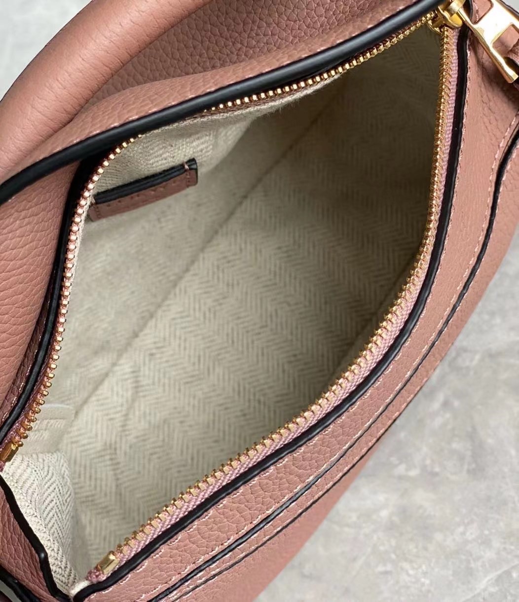 L0ew* puzzle mini bag in dark blush grained calfskin
