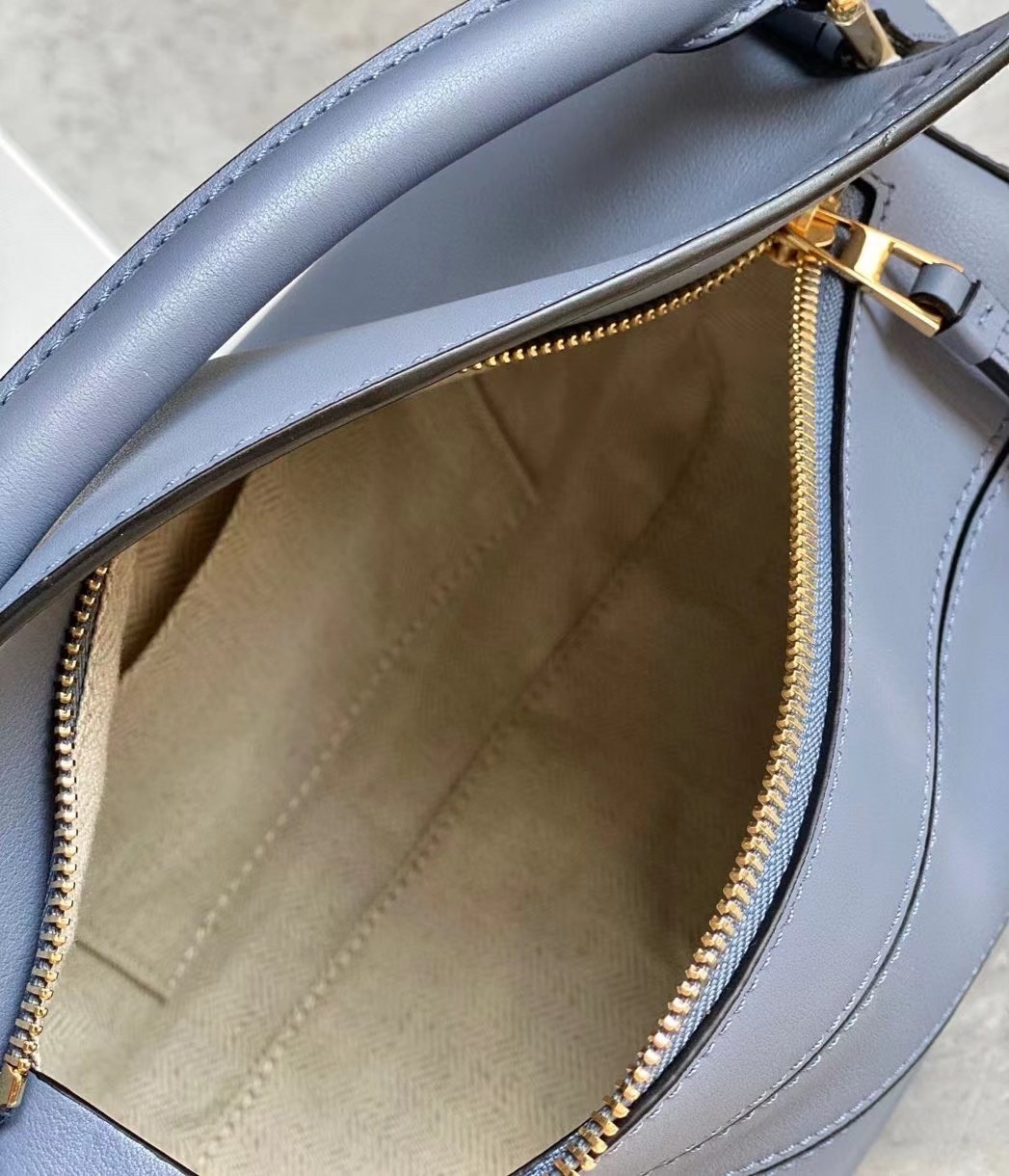 L0ew* puzzle small bag in atlantic blue calfskin leather