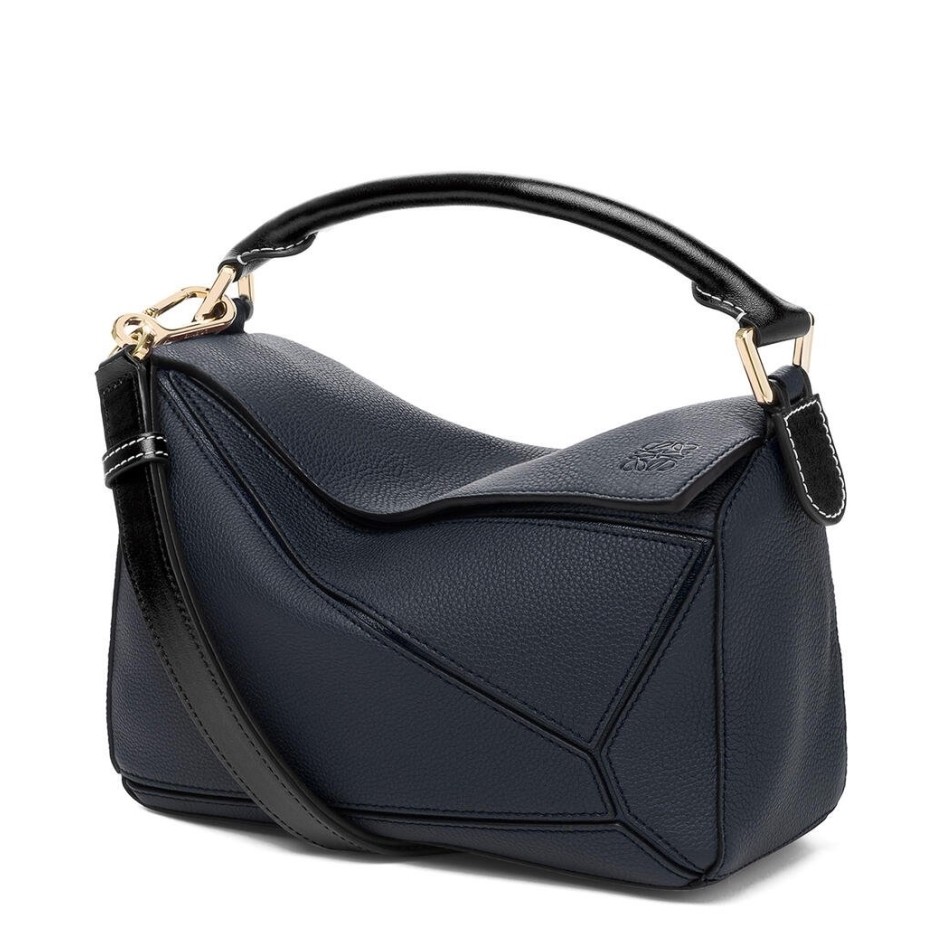 L0ew* small puzzle bag in dark blue grained calfskin