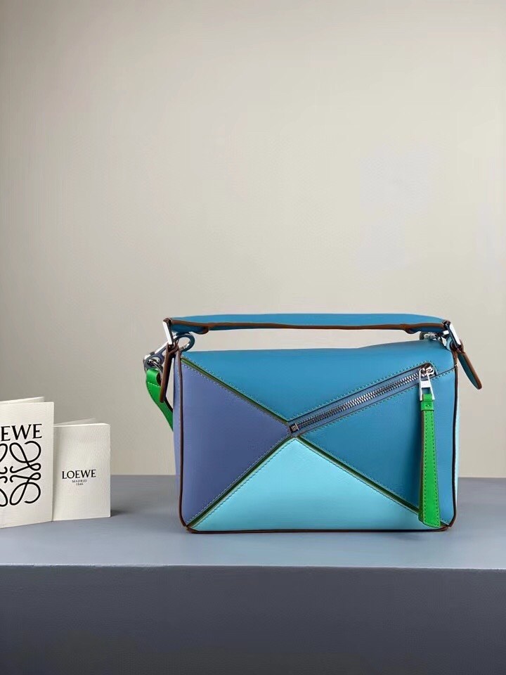 L0ew* small puzzle bag in blue/blueberry/lilas calfskin
