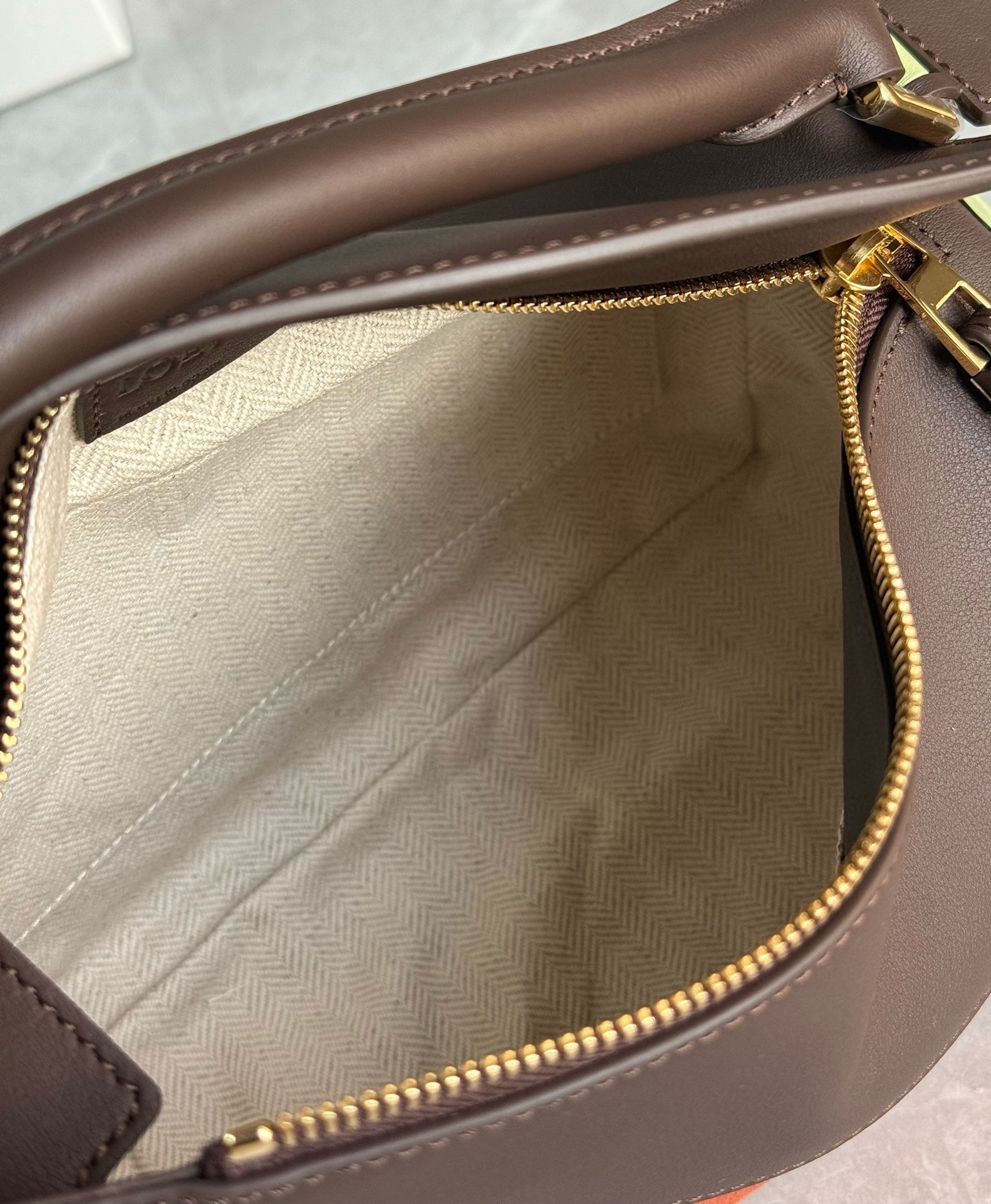 L0ew* puzzle small bag in tan suede and chocolate calfskin