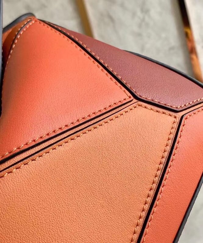 L0ew* small puzzle bag in tan/orange/camel calfskin