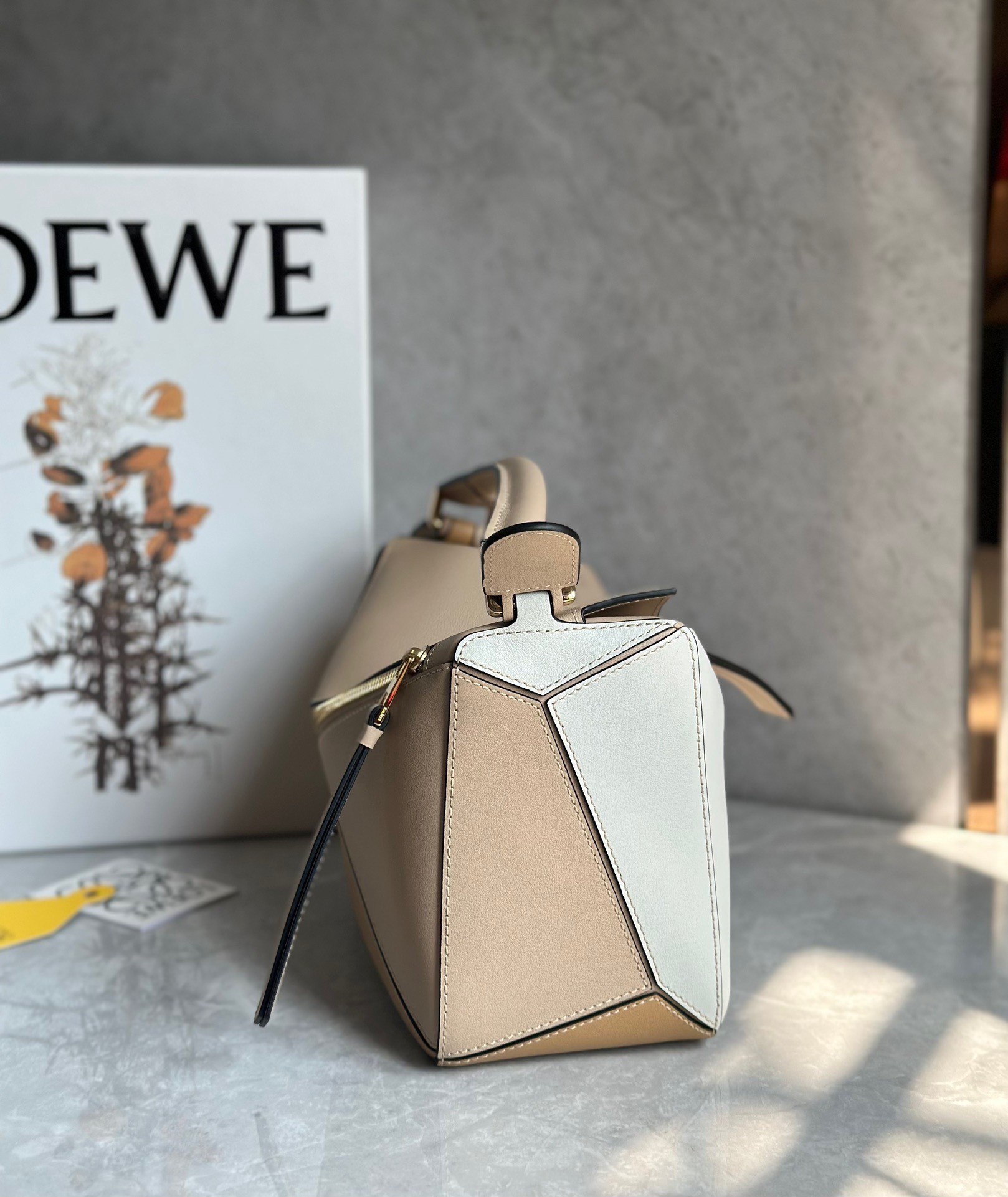 L0ew* puzzle small bag in multicolour warm desert and white calfskin