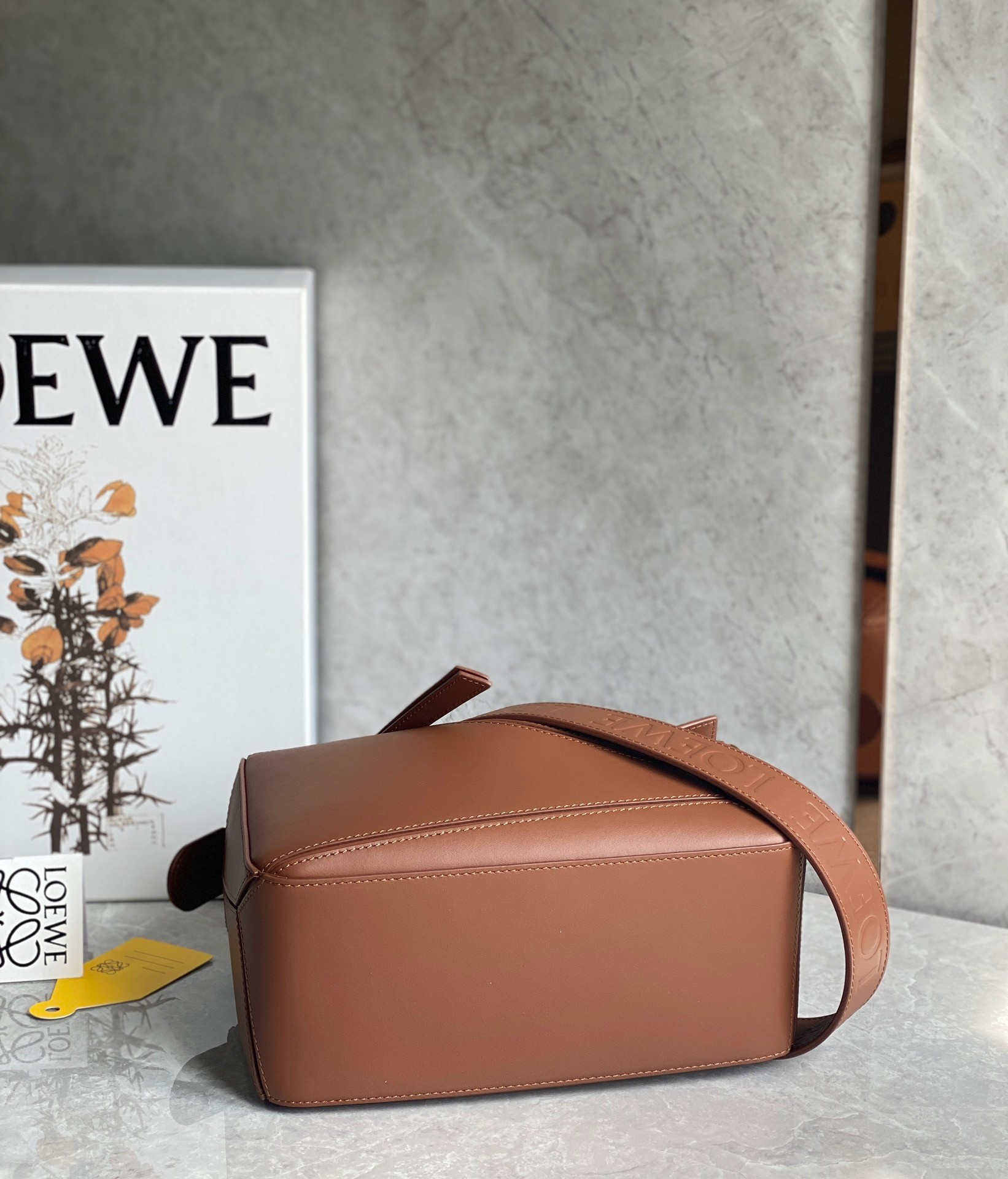 L0ew* puzzle small bag in brown satin calfskin