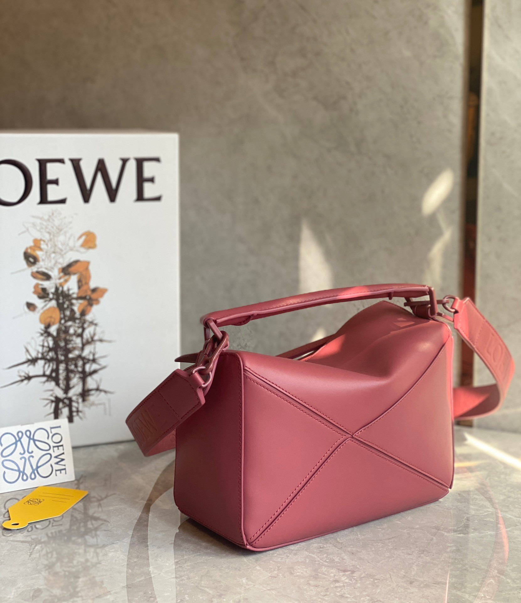 L0ew* puzzle small bag in plumrose satin calfskin
