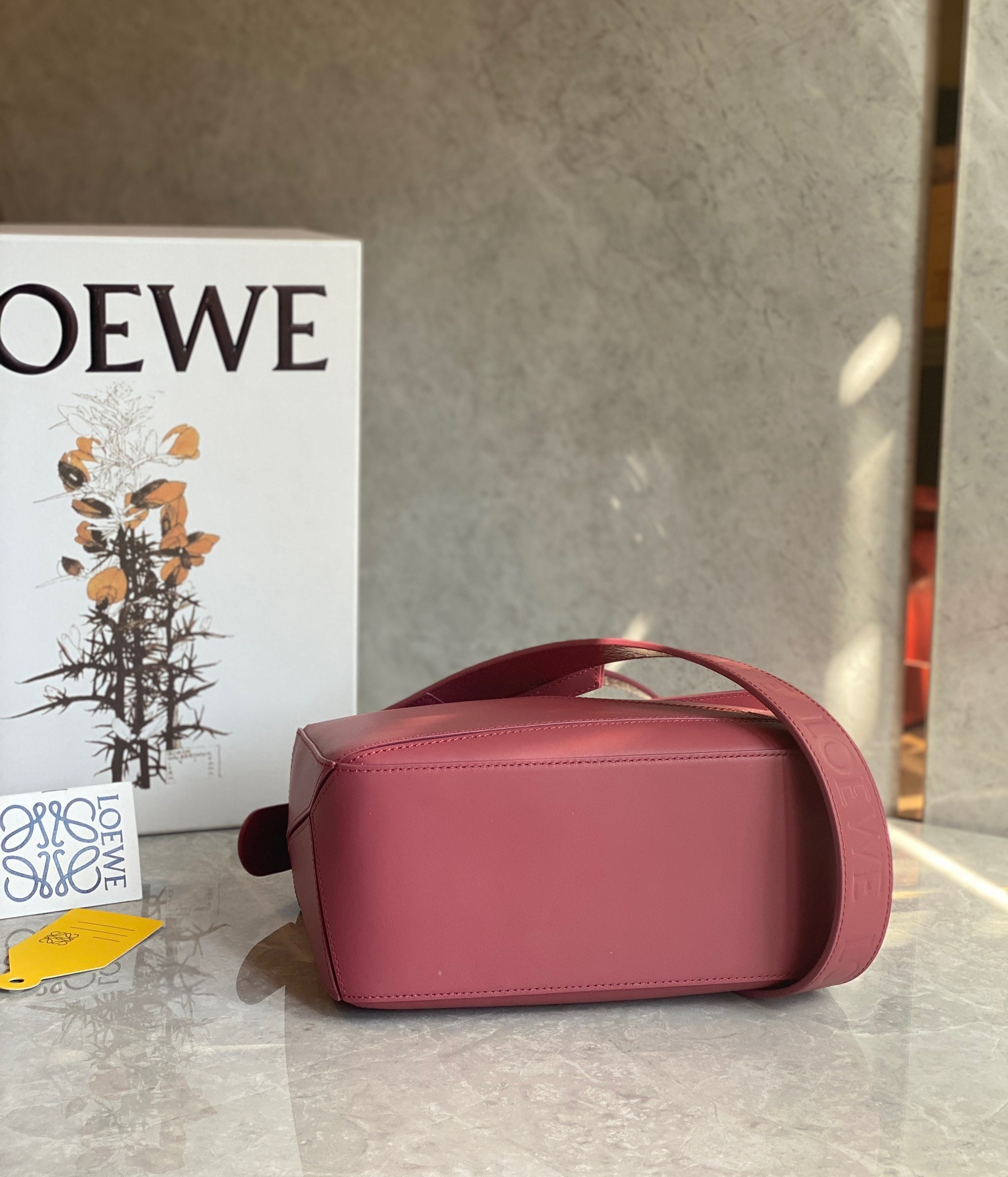 L0ew* puzzle small bag in plumrose satin calfskin