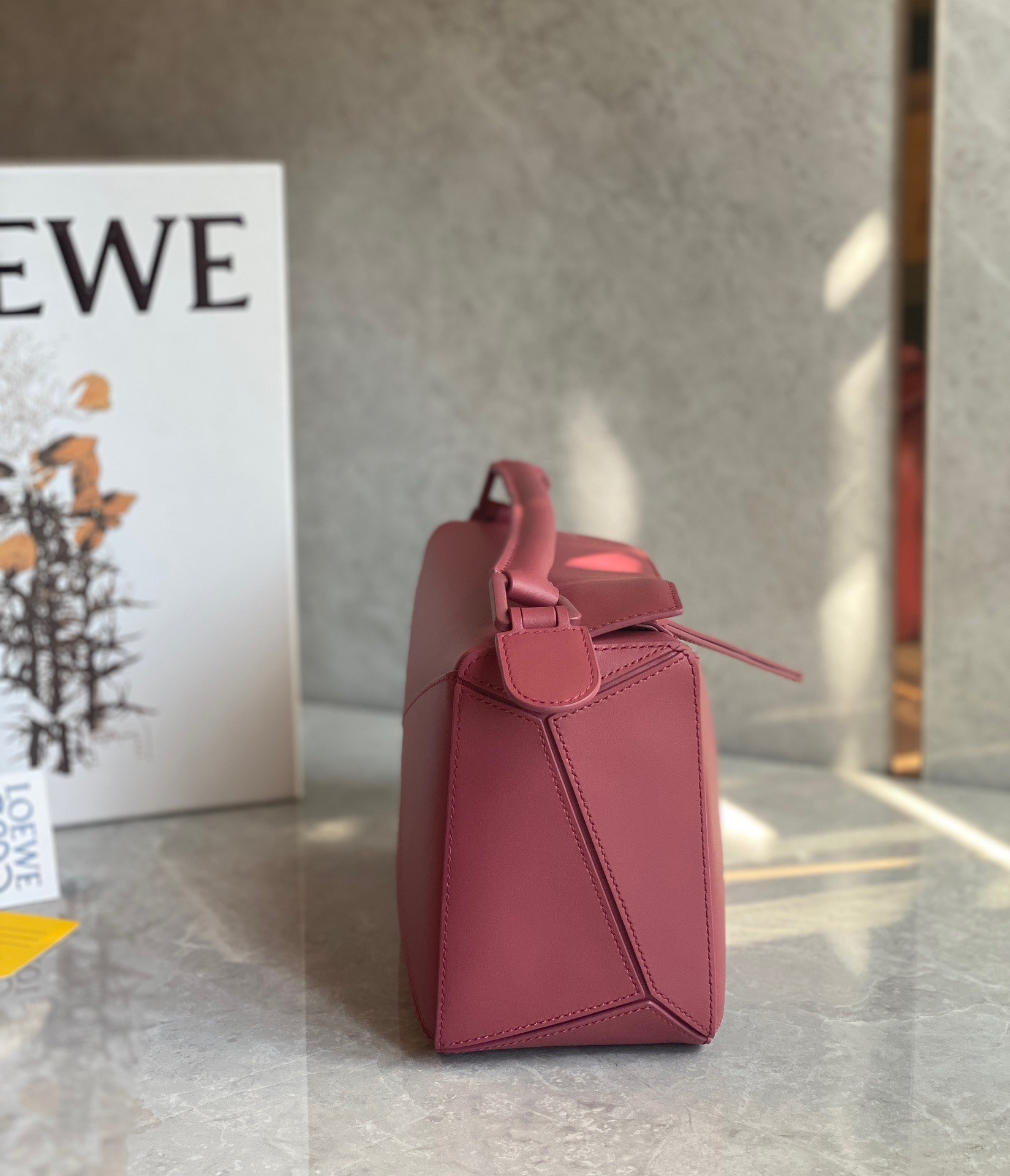 L0ew* puzzle small bag in plumrose satin calfskin