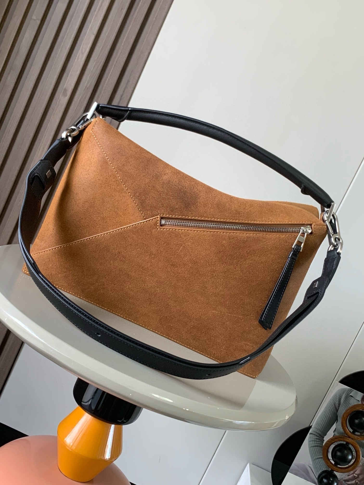 L0ew* puzzle large bag in brown suede calfskin