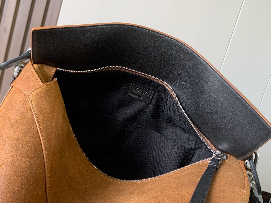 L0ew* puzzle large bag in brown suede calfskin