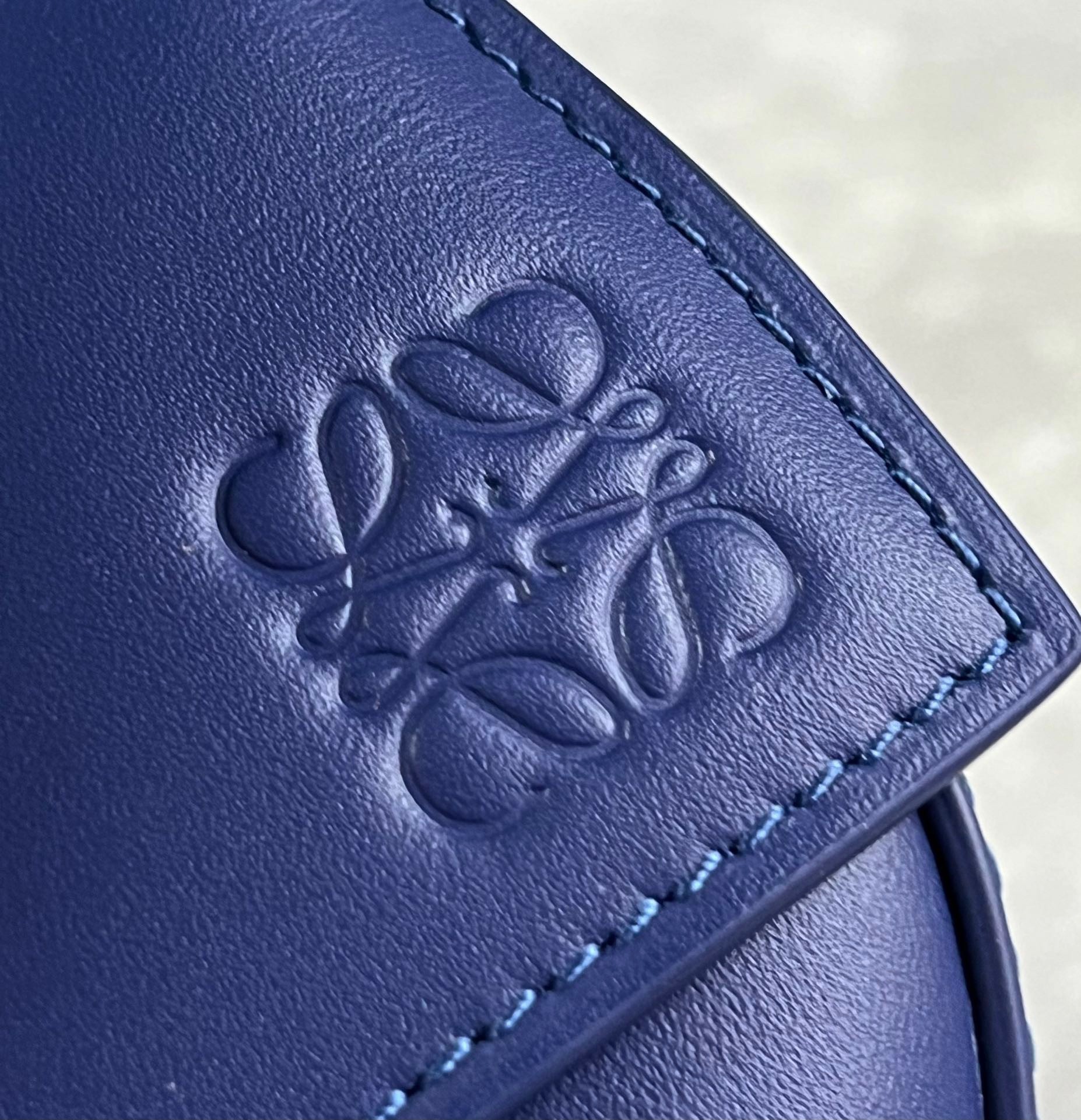 L0ew* puzzle edge small bag in deep purple satin calfskin