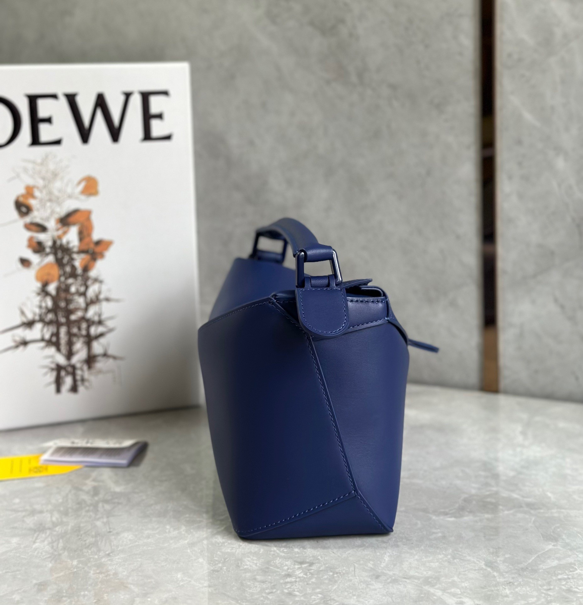 L0ew* puzzle edge small bag in deep purple satin calfskin
