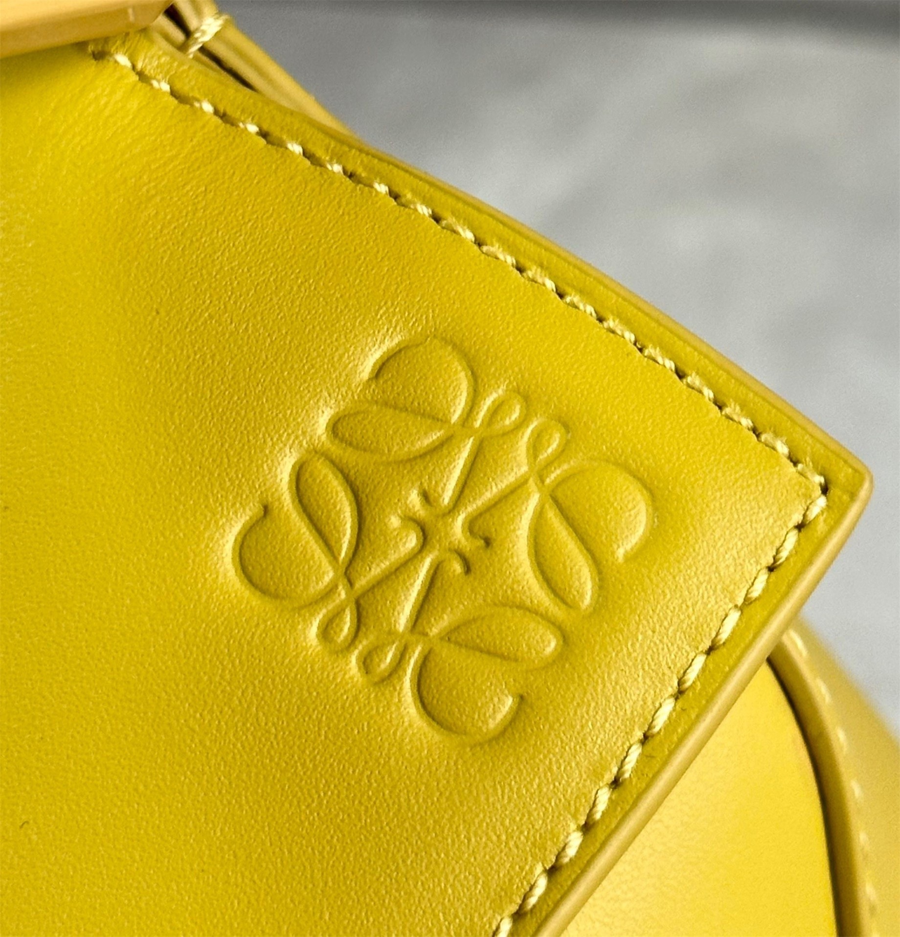 L0ew* puzzle edge small bag in yellow satin calfskin