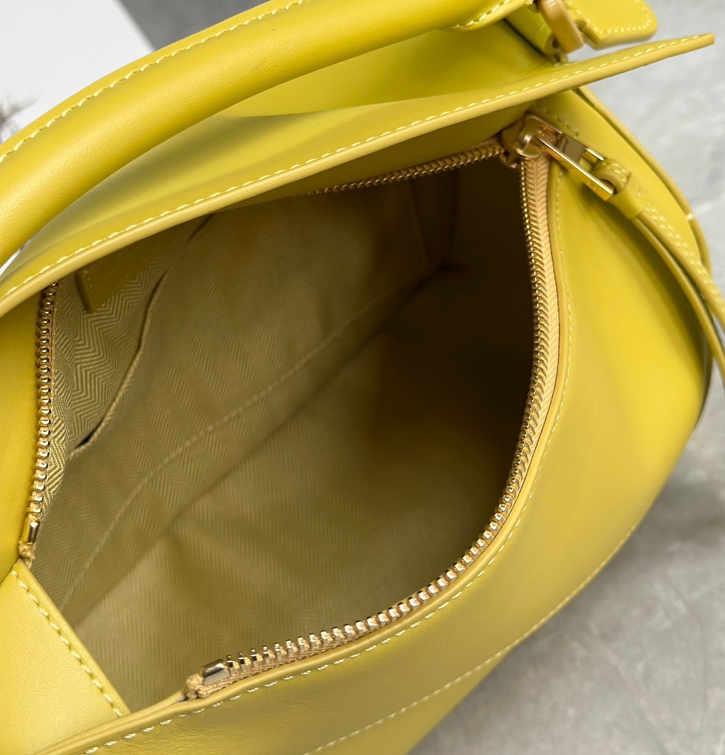 L0ew* puzzle edge small bag in yellow satin calfskin