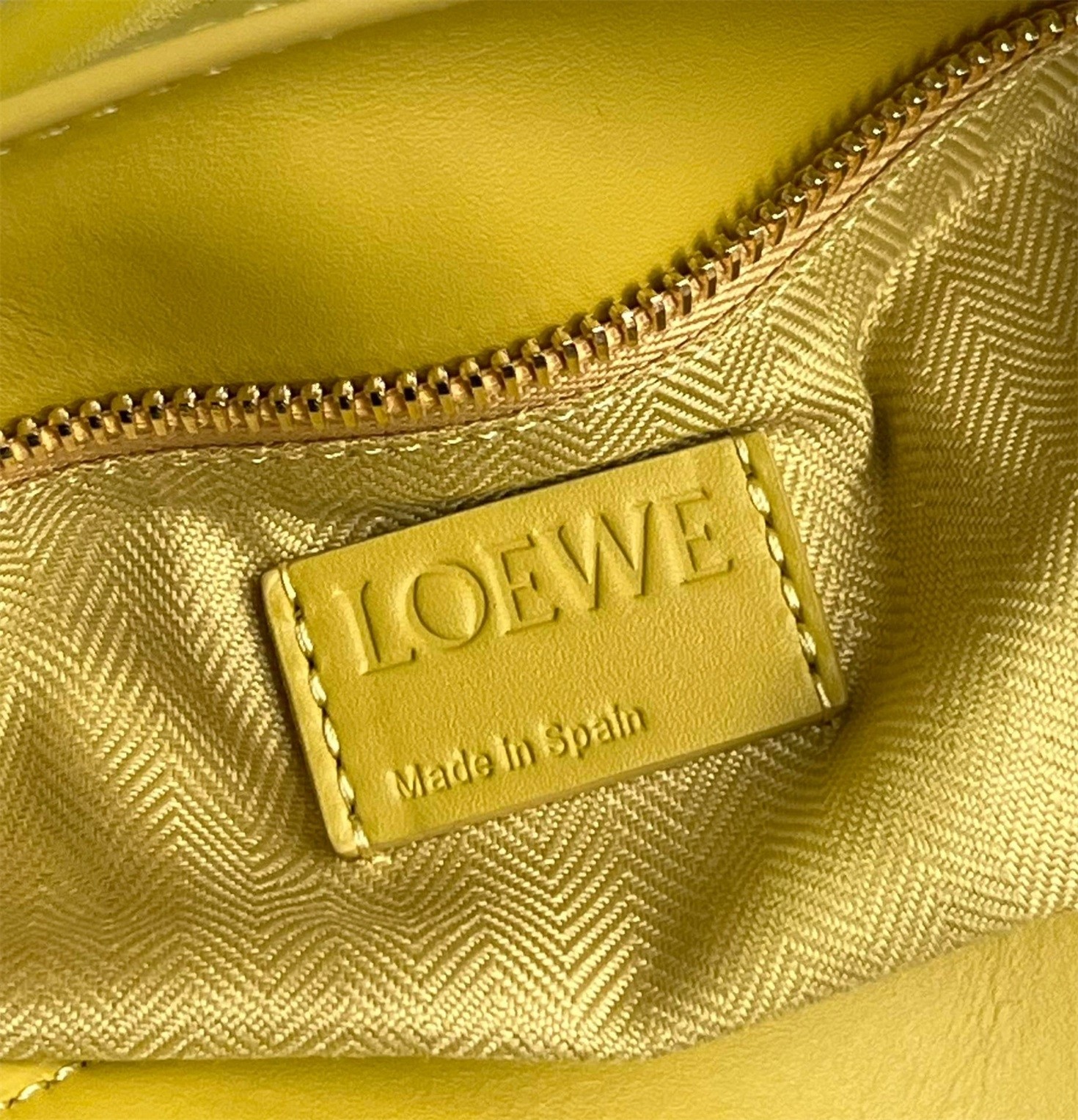 L0ew* puzzle edge small bag in yellow satin calfskin