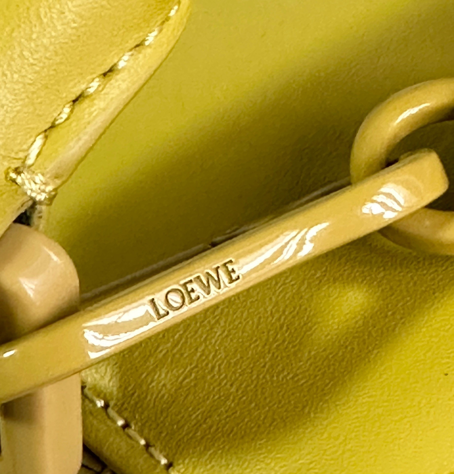 L0ew* puzzle edge small bag in yellow satin calfskin