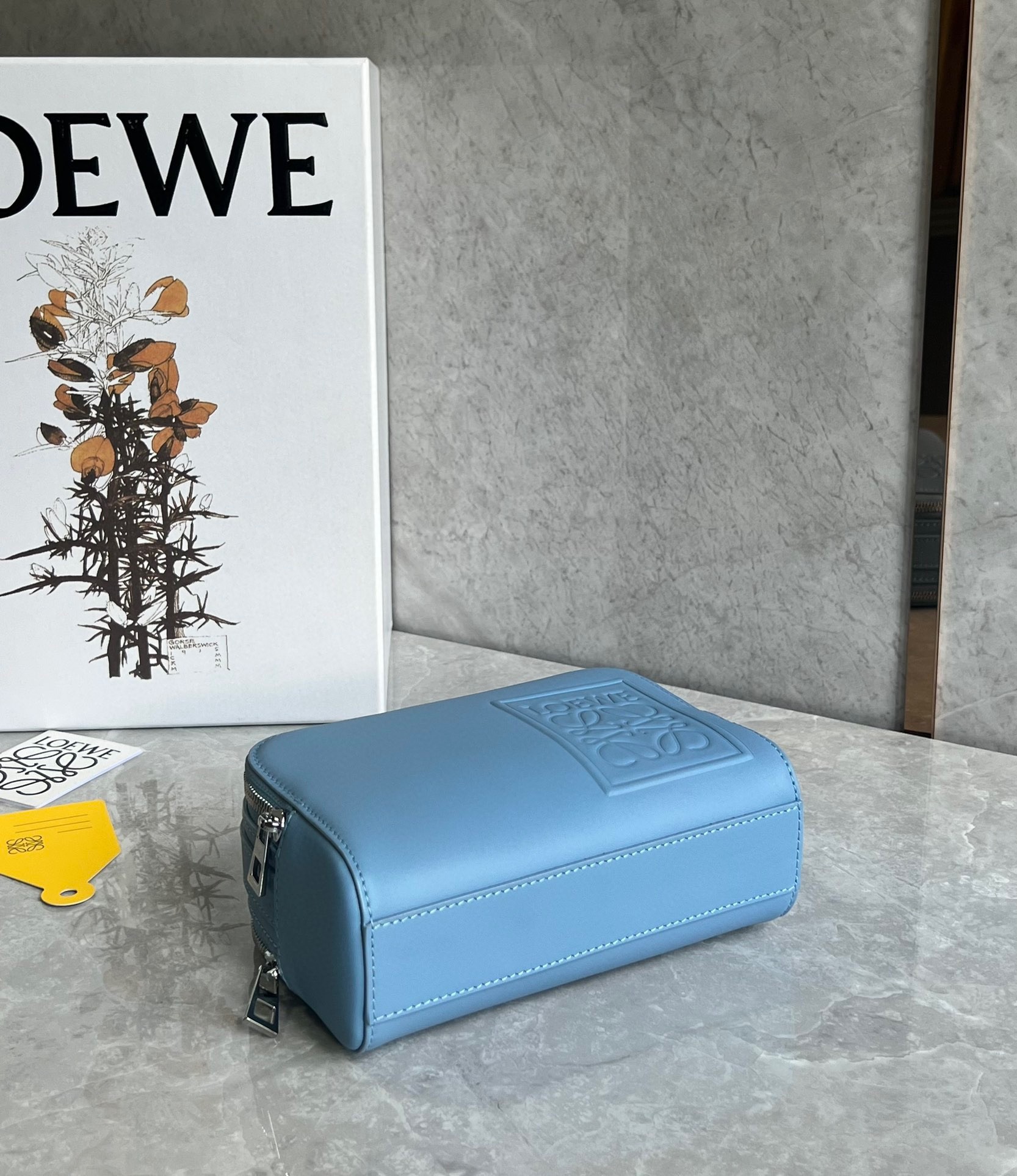 L0ew* mini camera crossbody bag in blue calfskin