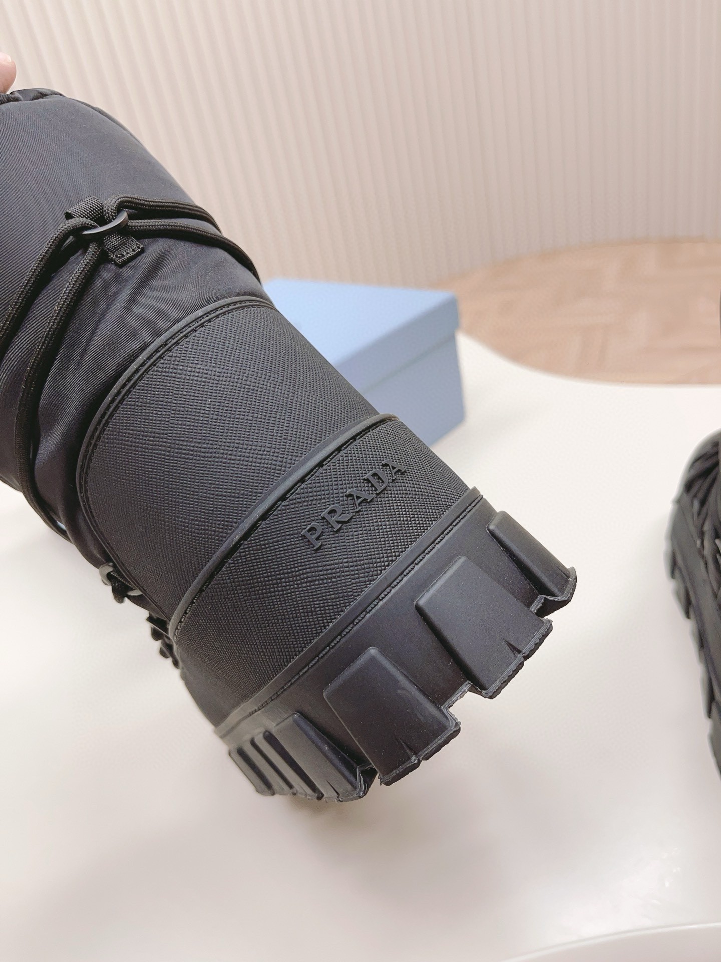 Pra*a gabardine après-ski boots in black nylon