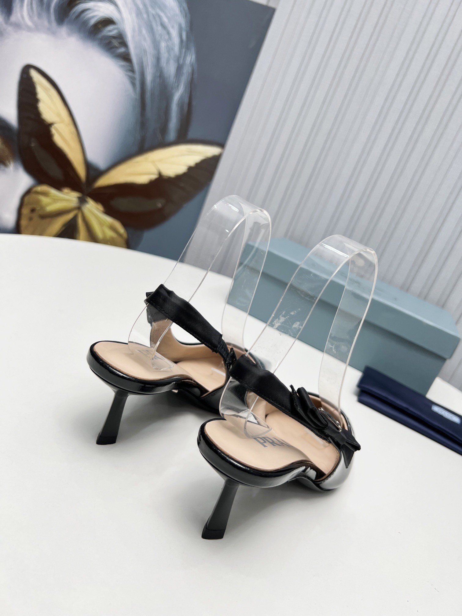 Pra*a slingbacks pumps 45mm in black patent leather