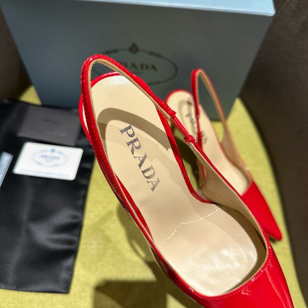 Pra*a slingbacks pumps 95mm in red patent leather