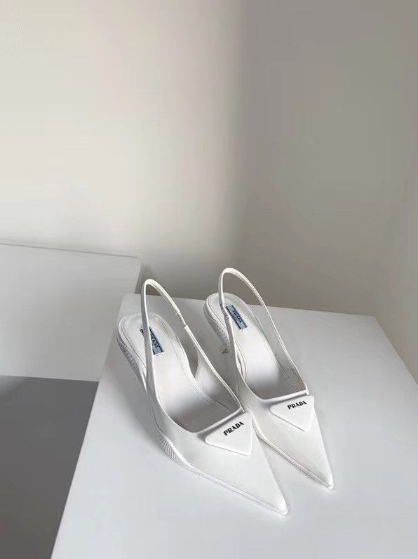 Pra*a slingback pumps in white brushed leather