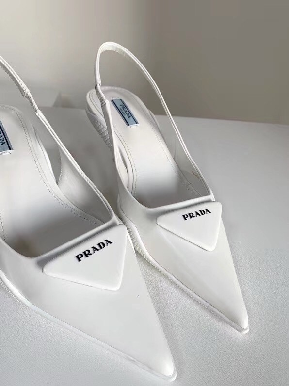Pra*a slingback pumps in white brushed leather