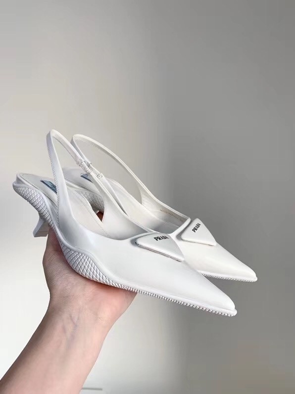 Pra*a slingback pumps in white brushed leather
