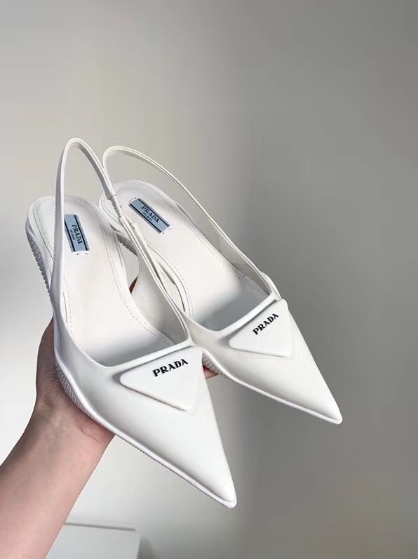 Pra*a slingback pumps in white brushed leather