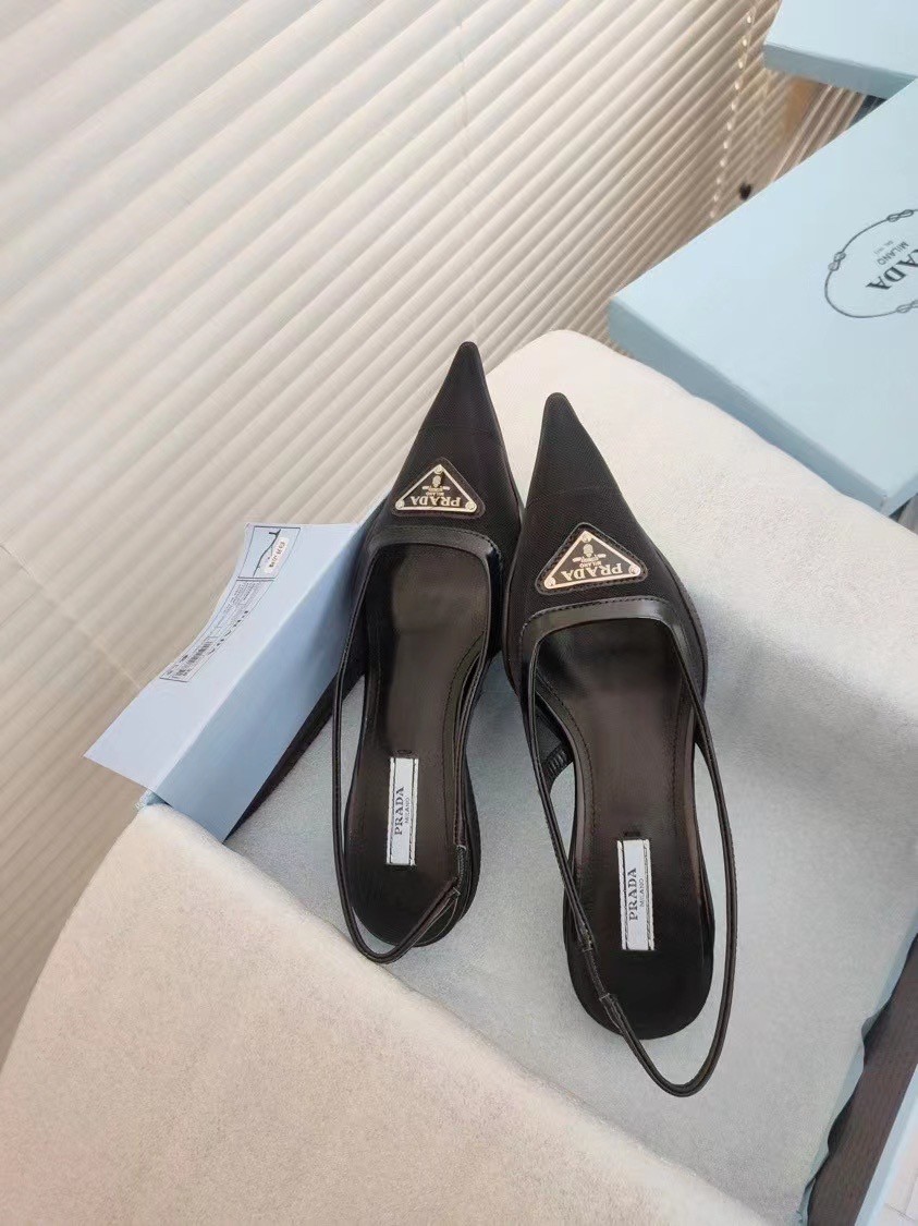 Pra*a slingback pumps in mesh fabric