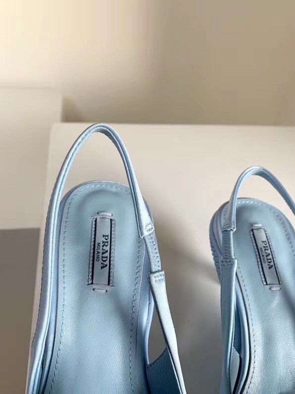 Pra*a gabardine slingback pumps in light blue nylon