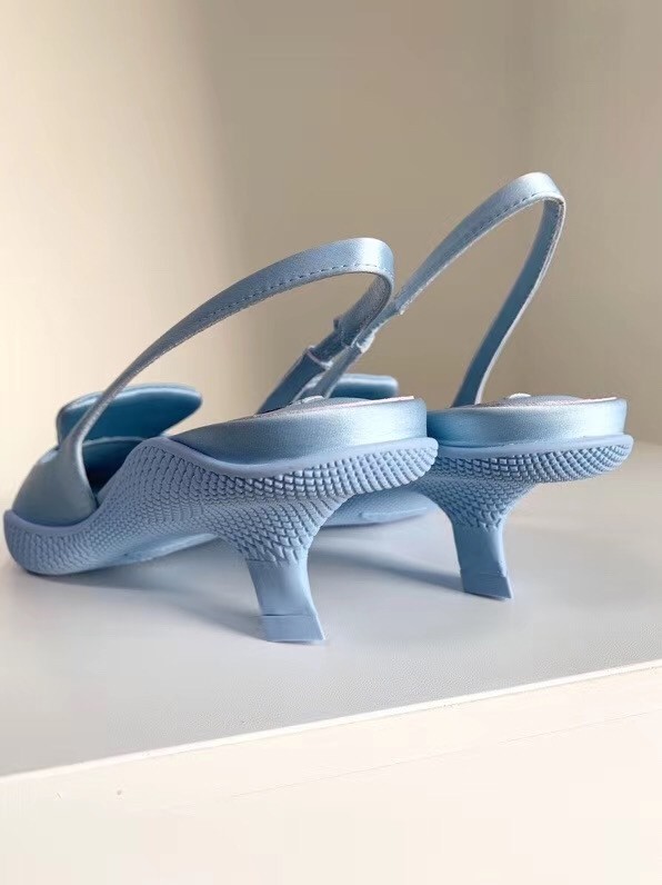 Pra*a gabardine slingback pumps in light blue nylon