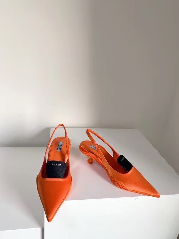 Pra*a gabardine slingback pumps in orange nylon