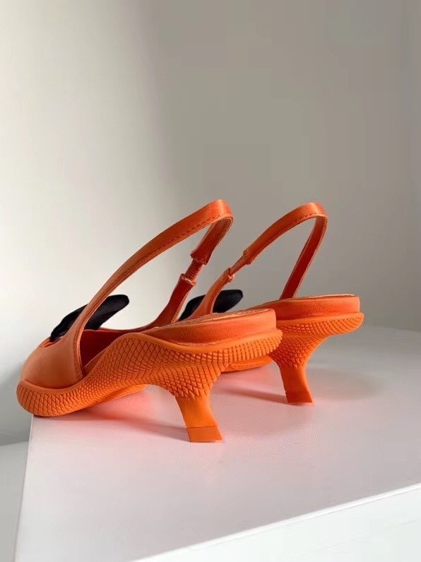 Pra*a gabardine slingback pumps in orange nylon