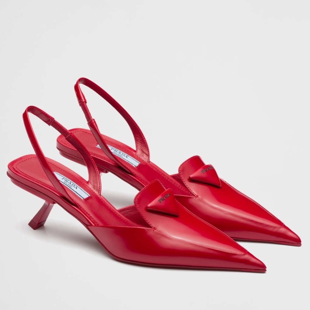 Pra*a slingback pumps 55mm in black brushed leather