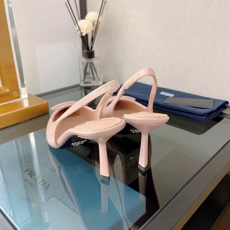 Pra*a slingback pumps 75mm in powder brushed leather