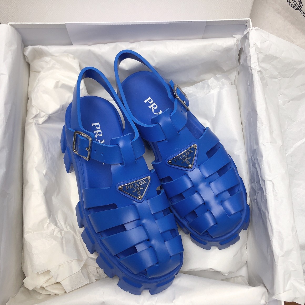 Pra*a foam sandals in blue rubber