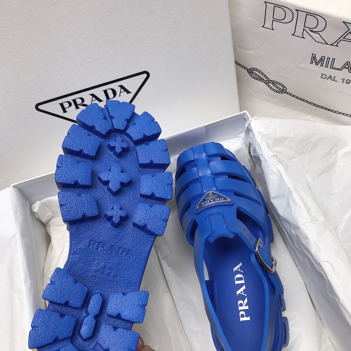 Pra*a foam sandals in blue rubber
