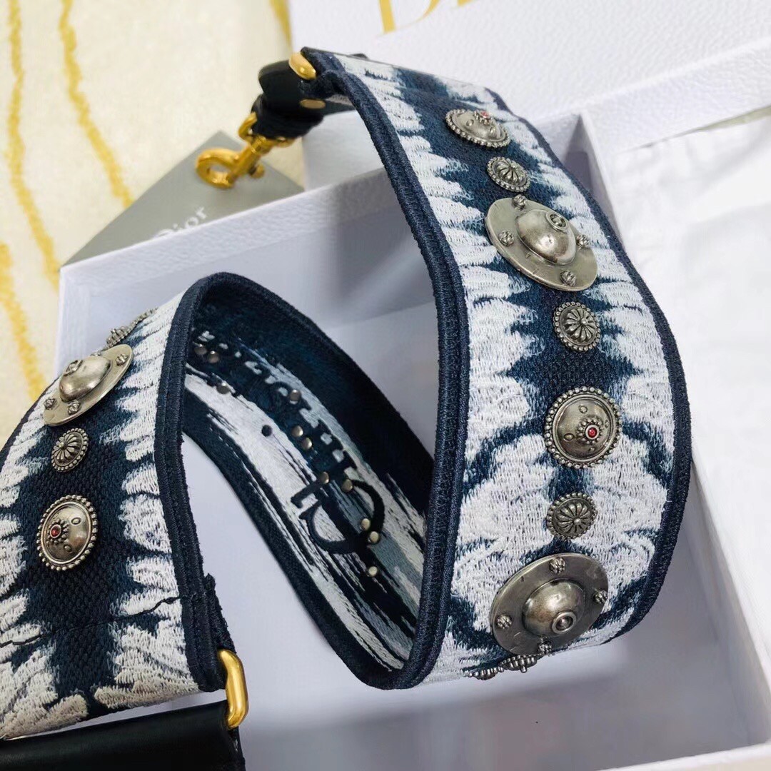 D*or blue multicolor tie & D*or embroidery shoulder strap