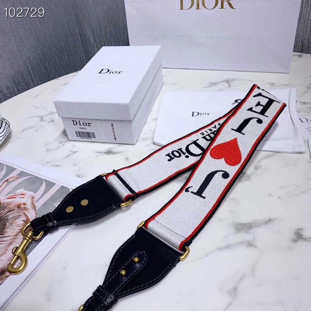 ch**an D*or shoulder strap with multicolored je t’aime motif