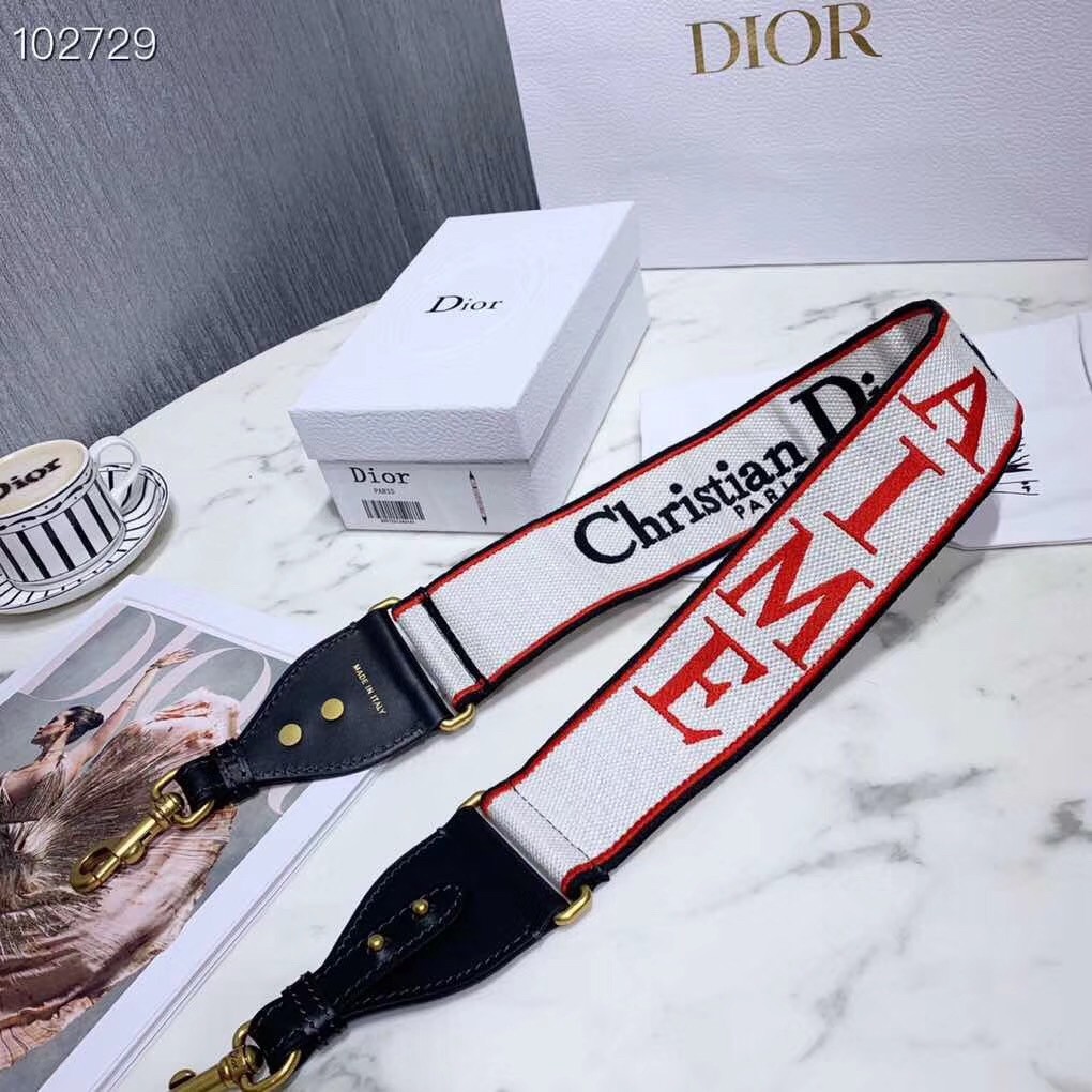ch**an D*or shoulder strap with multicolored je t’aime motif