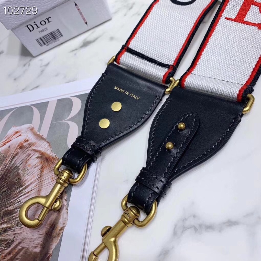 ch**an D*or shoulder strap with multicolored je t’aime motif