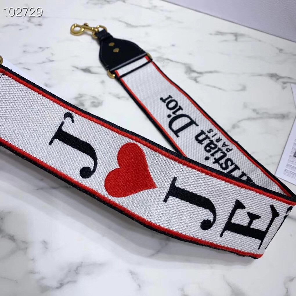 ch**an D*or shoulder strap with multicolored je t’aime motif