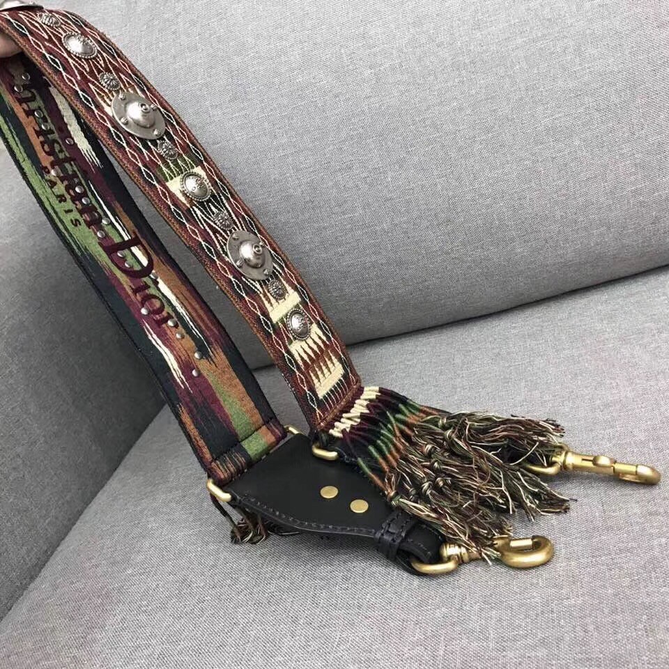 D*or multi-coloured canvas fringed shoulder strap