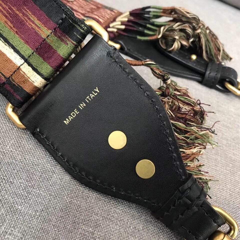 D*or multi-coloured canvas fringed shoulder strap