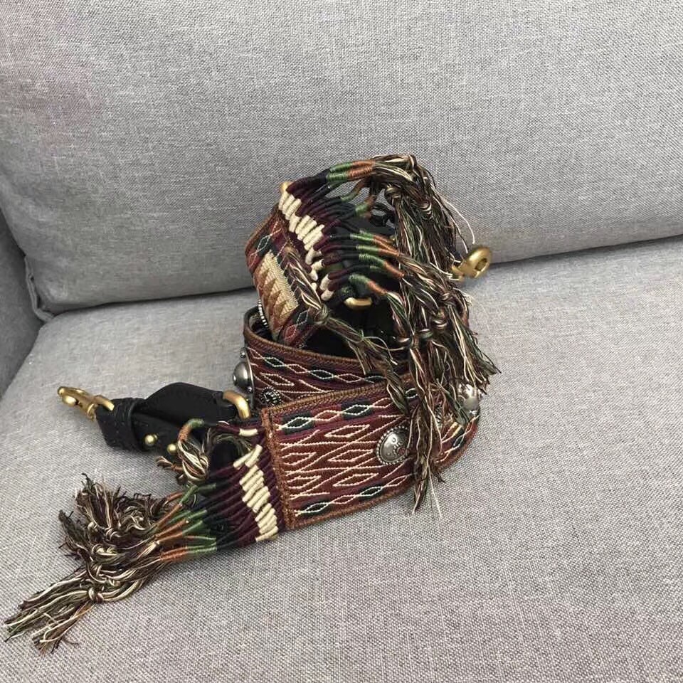 D*or multi-coloured canvas fringed shoulder strap