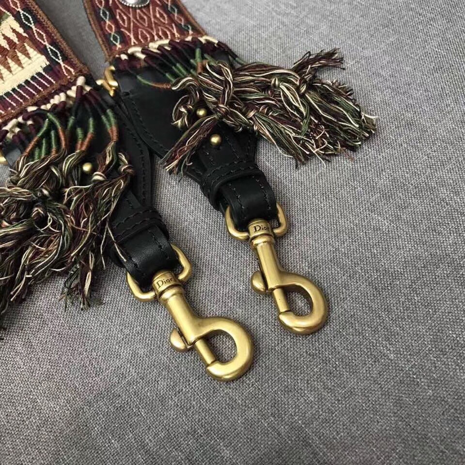 D*or multi-coloured canvas fringed shoulder strap