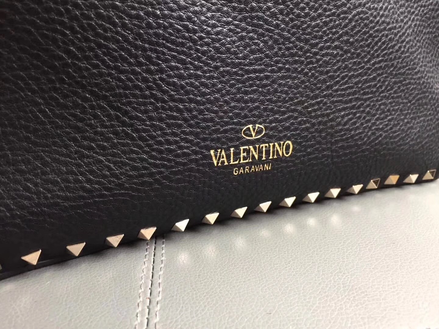 Valentino Black Rockstud Medium Reversible Tote