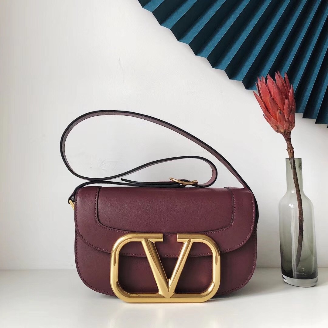 valentino S*pervee crossbody bag in burgundy leather
